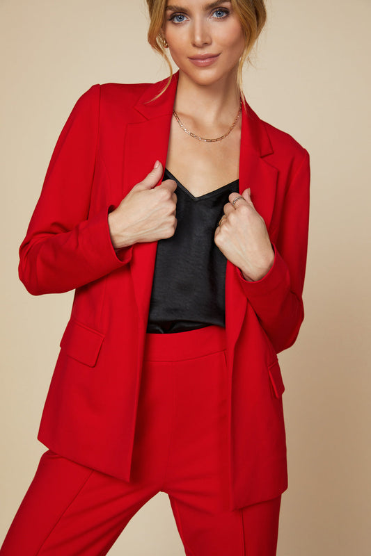 Skies are Blue Knit Tailored Red Blazer