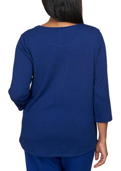 Alfred Dunner Royal Heather Melange Top With Removable Necklace