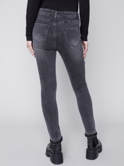 Charlie B Charcoal Skinny Jeans With Hem Detail