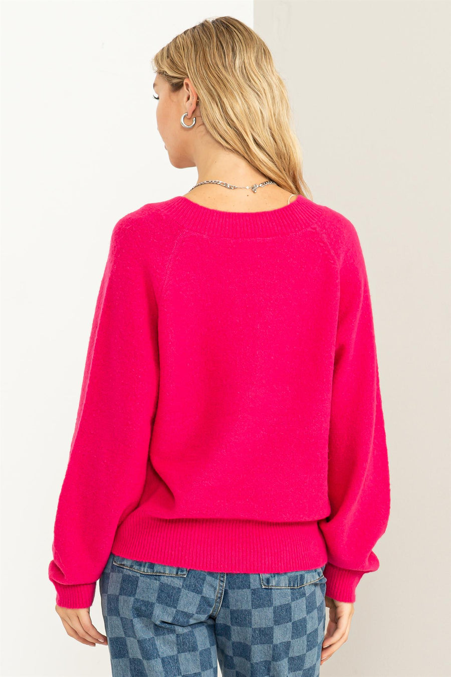 DOUBLE ZERO V-Neck Long Sleeve Sweater