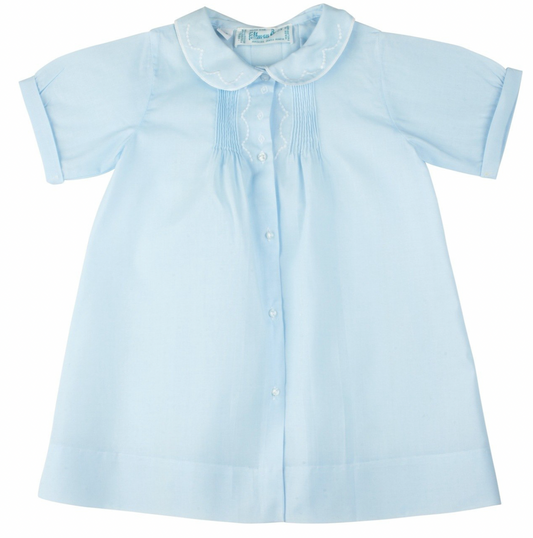 Feltman Blue Embroidered Collar Folded Daygown-Newborn Only