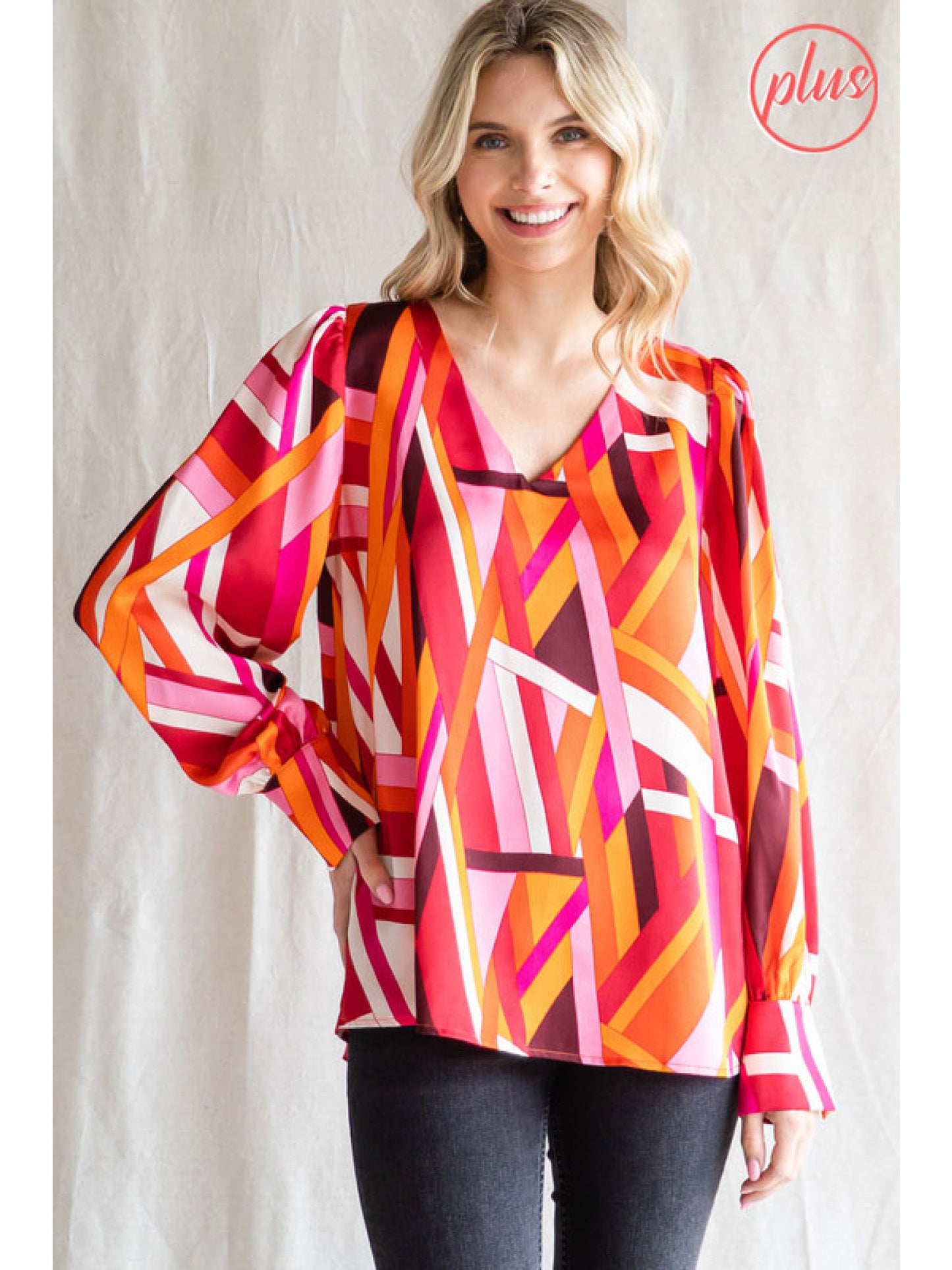 JODIFL Plus Size Abstract Blouse