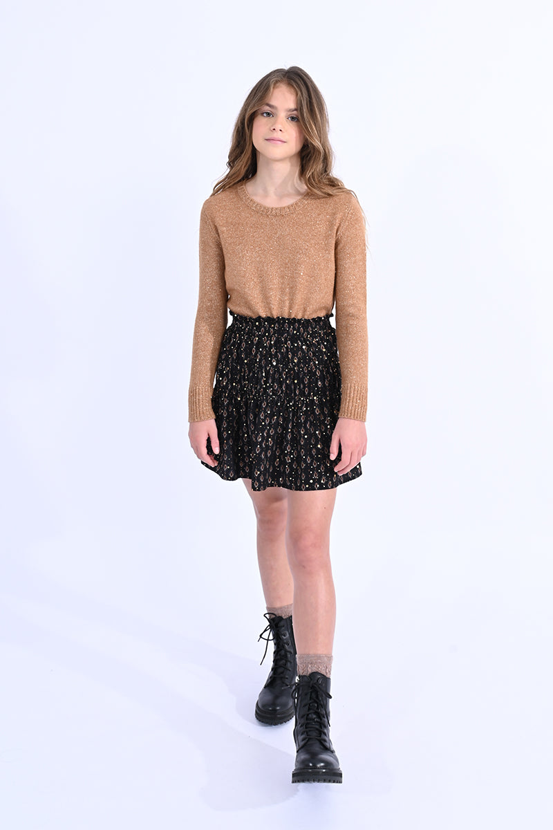 Mini Molly Black Print Woven Skirt