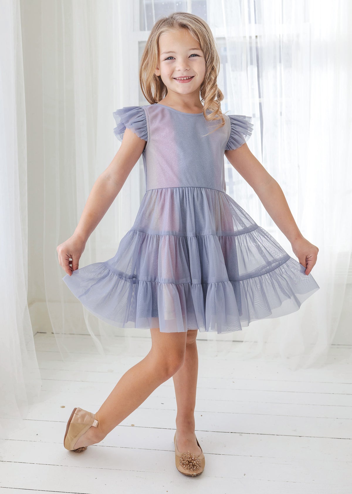 Mabel and Honey Soft Tulle and Sparkling Knit Dress