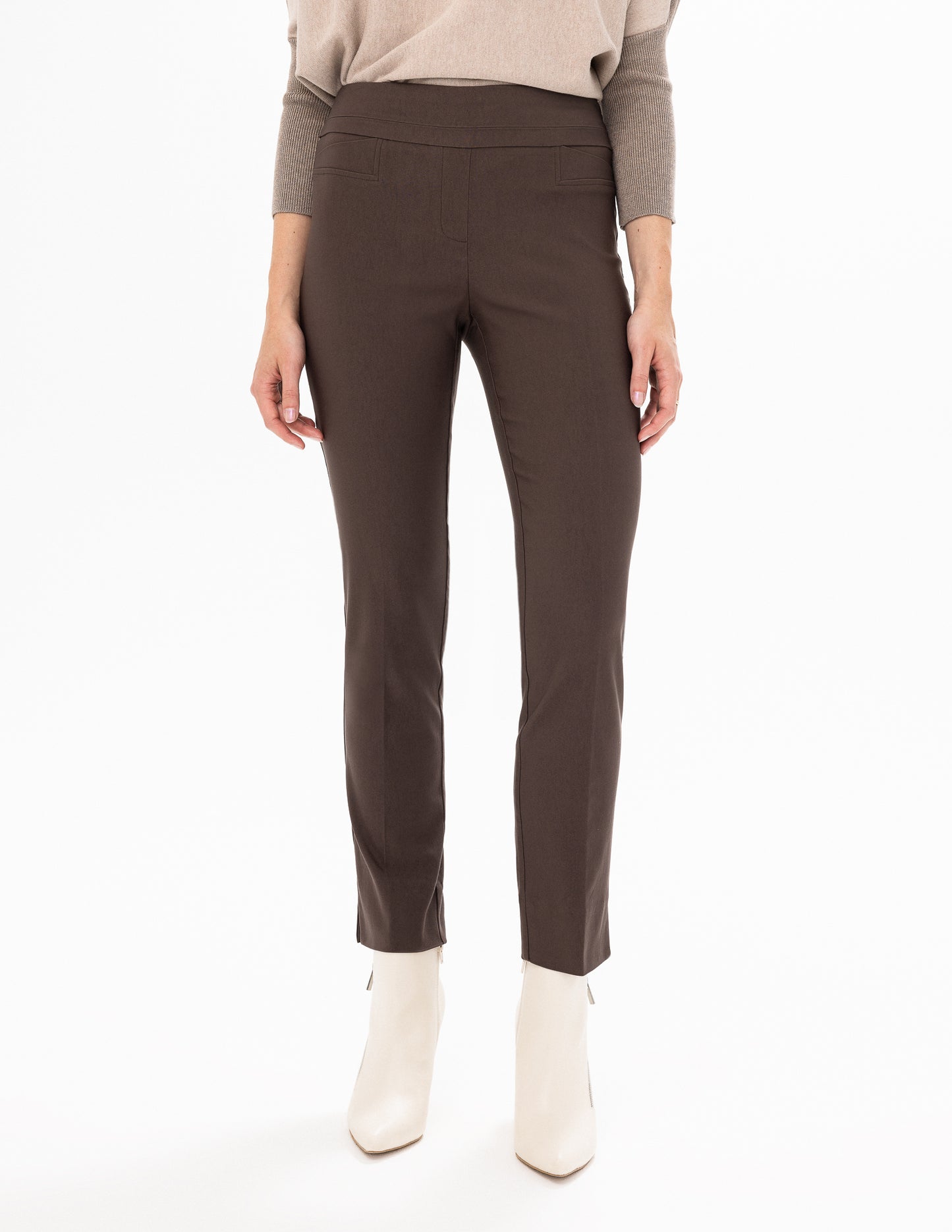 Renuar Chocolate Woven Ankle Pant