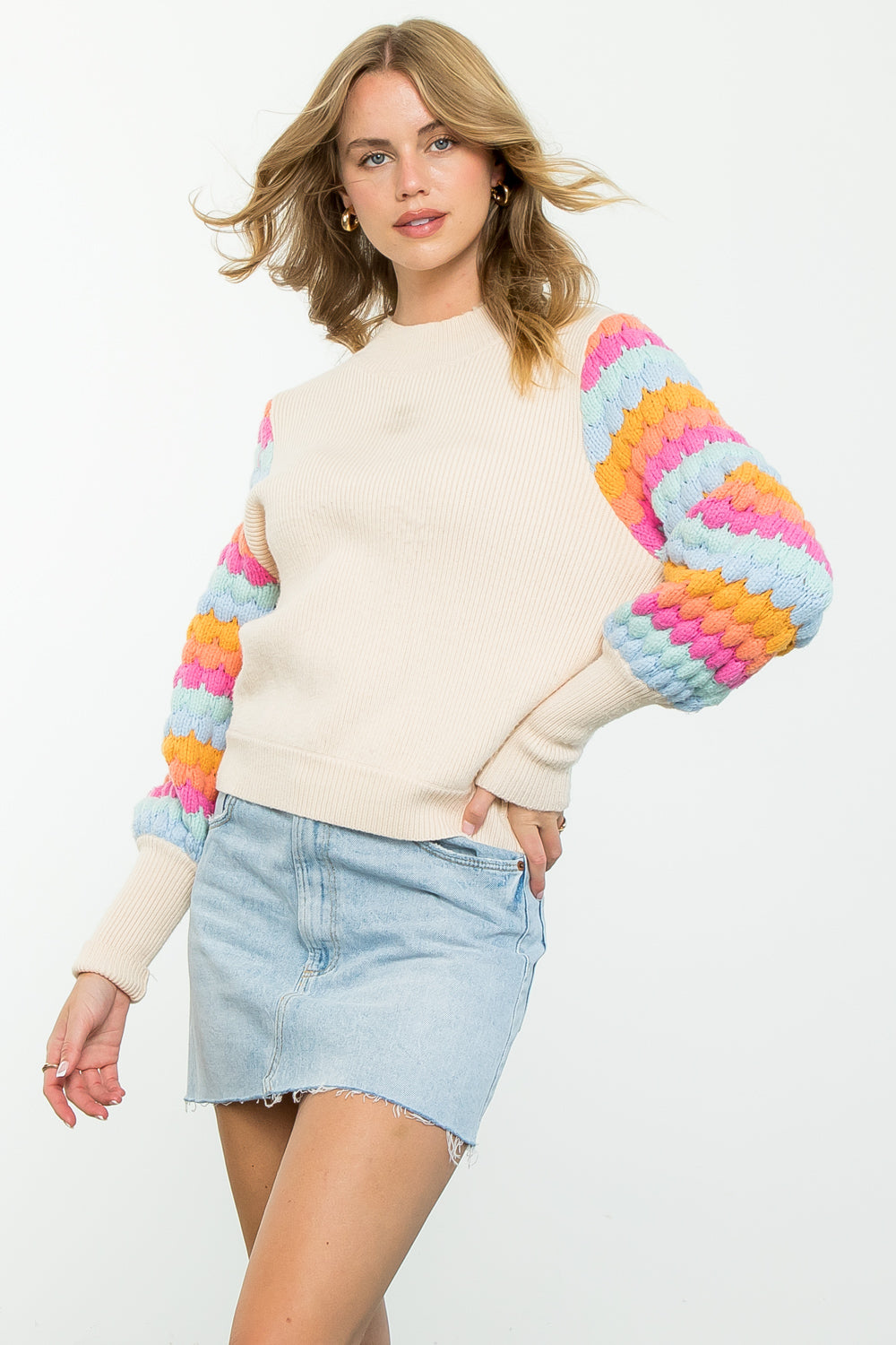 THML Rib Knit Pattern Sleeve Sweater