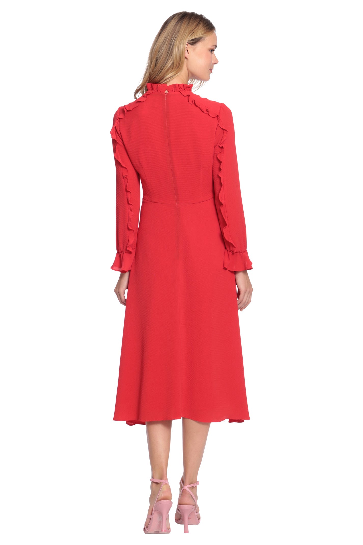 Donna Morgan Ruffle Blouson Sleeve Midi Dress