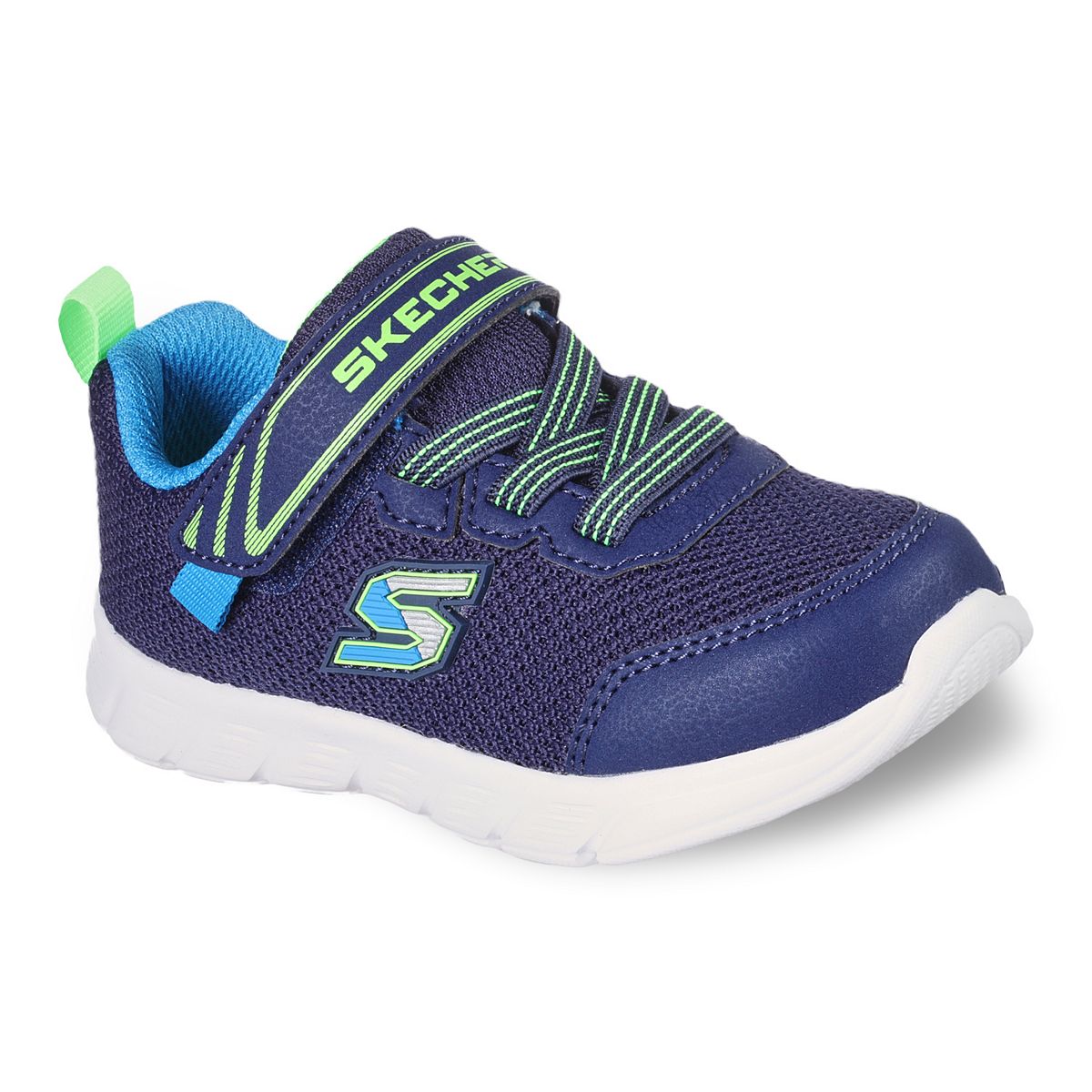 SKECHERS Toddler Comfy Flex Shoes-Navy/Lime