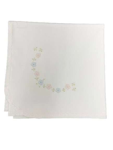 Auraluz White Receiving Blanket With Embroidered Flowers