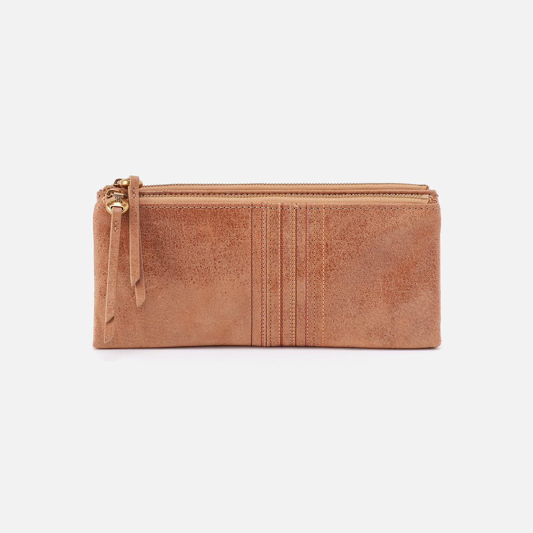HOBO Keen Large Zip Top Wallet in Tan Buffed Leather