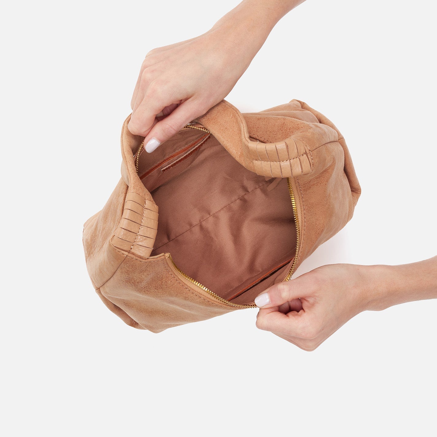 HOBO Astrid Shoulder Bag in Tan Buffed Leather