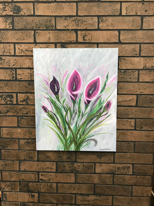 "Purple Lily" Acrylic Painting On Canvas 16X20