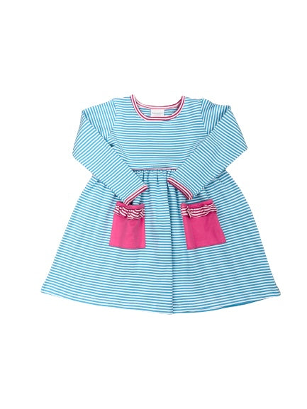 Squiggles Girls Long Sleeve Pop Over Dress With Pockets