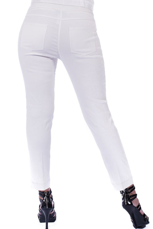 Multiples Plus Size Pull On White Ankle Pant With Pockets