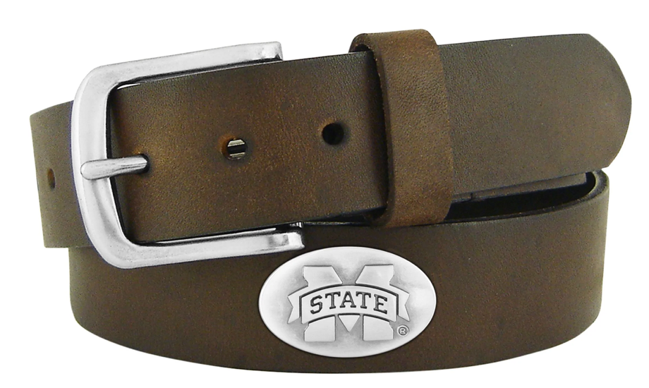 Zep-Pro Men's leather belt with Miss State concho