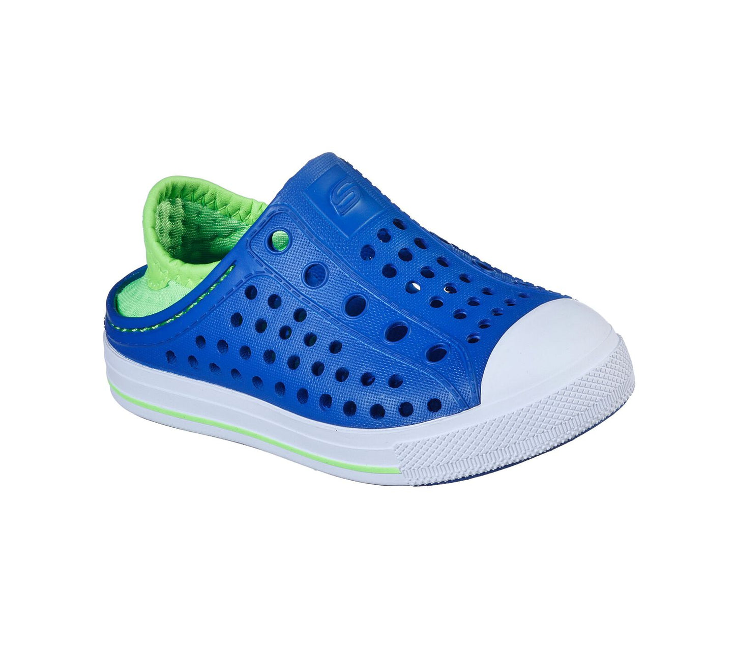 SKECHERS Foamies: Guzman Steps-Aqua Surge Blue/Lime Toddler Slip on Sneaker