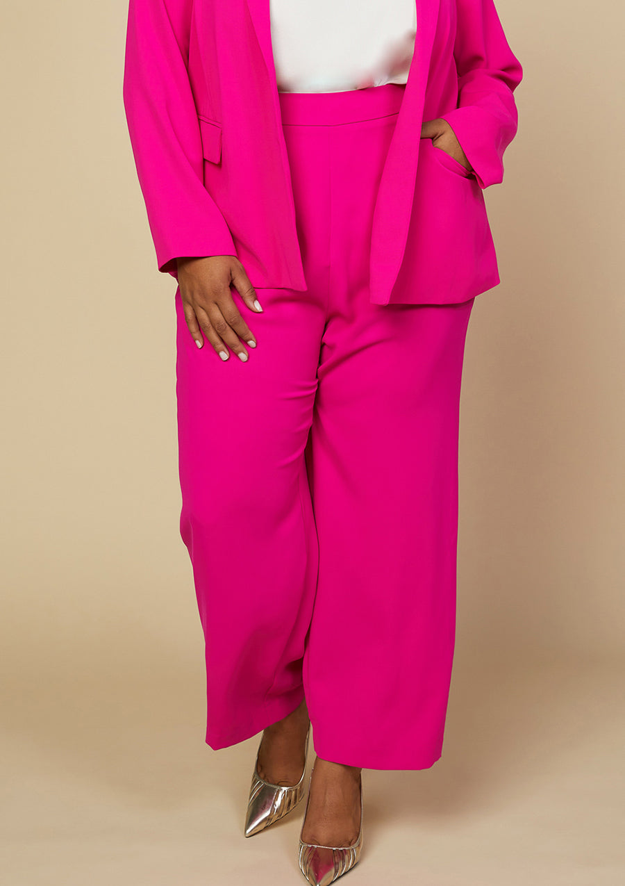 Skies Are Blue Plus Size Hot Pink Elastic Waist Pant