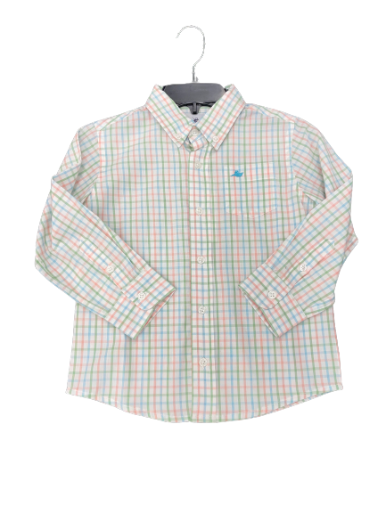SouthBound Peach/Aqua/Green Long Sleeve Dress Shirt