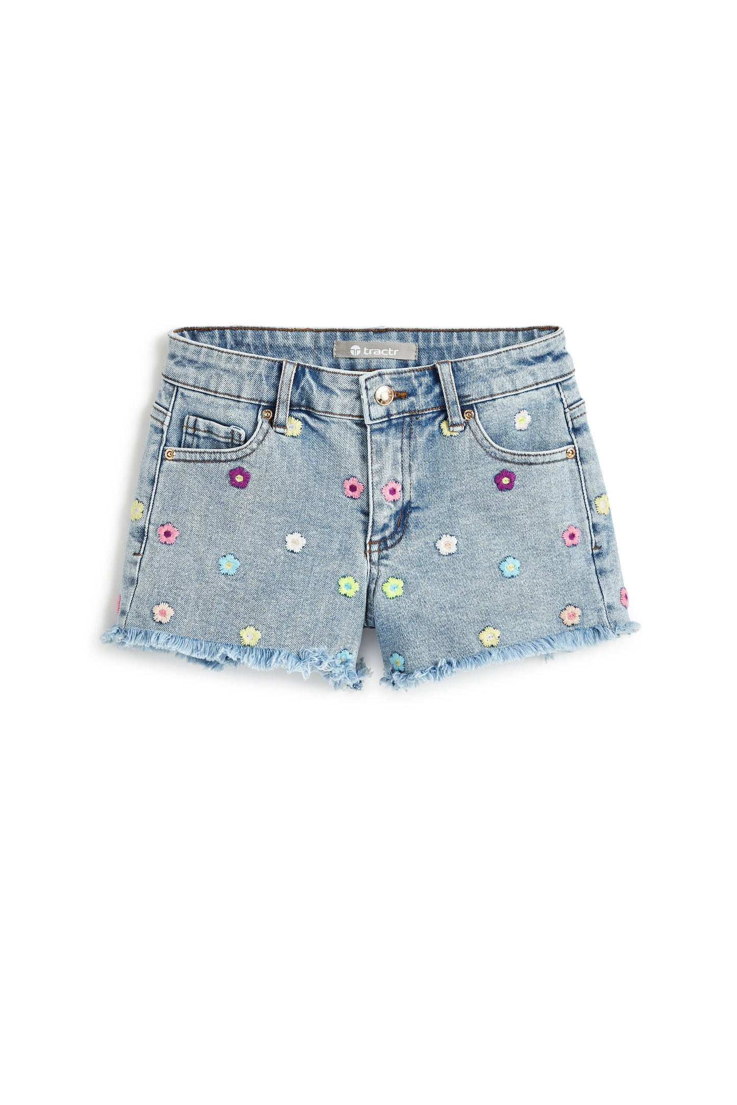 Tractr Girls 7-14 Floral Embroidered Frayed Shorts