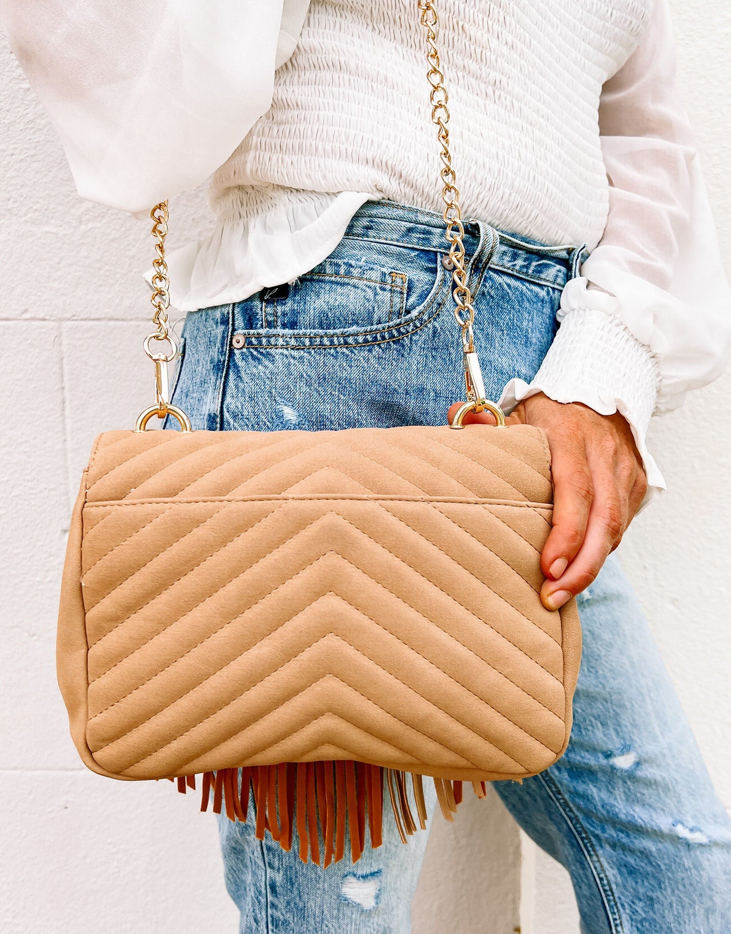 Caroline Hill Quilted Crossbody With Fringe